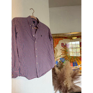 Preowned,Polo Ralph Lauren red/white gingham button-down shirt in cotton, 12/14